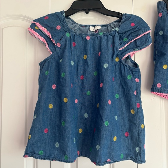 Girls Crown & Ivy Polka Dot Set - Denim with Multicolor Dots - Picture 1 of 7